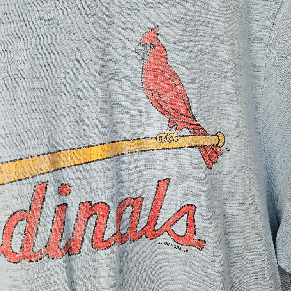 '47 Brand St Louis Cardinals Slub Knit Tee Sz L Light Blue Graphic Top - Picture 2 of 6